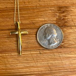 14k Concave Cross with Chain